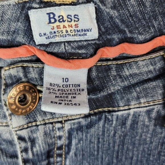 Bass Crop Jeans Blue Size 10 Zipper Button Pockets Straight Leg High Rise G.H. - Picture 7 of 7